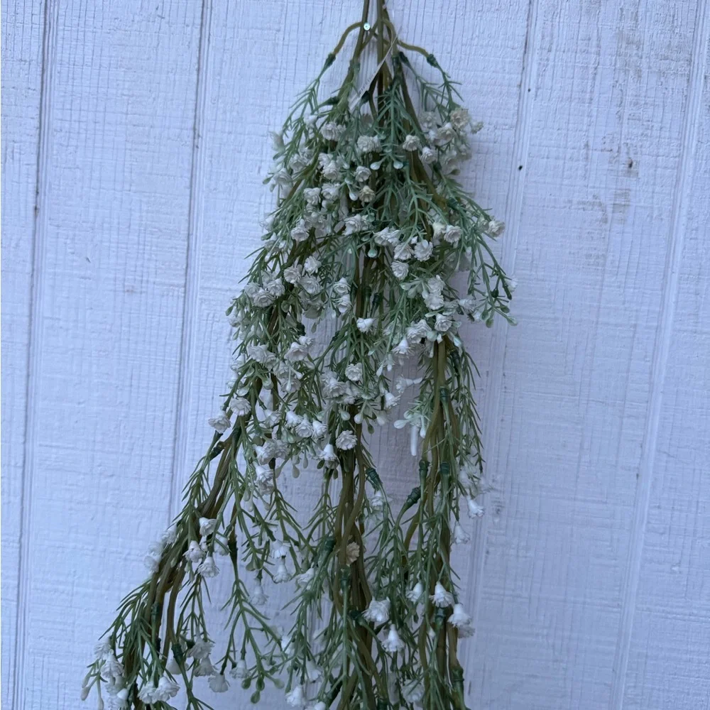 Artificial Baby's Breath Hanging Garland White/Green Flower Stem Spray Bush new